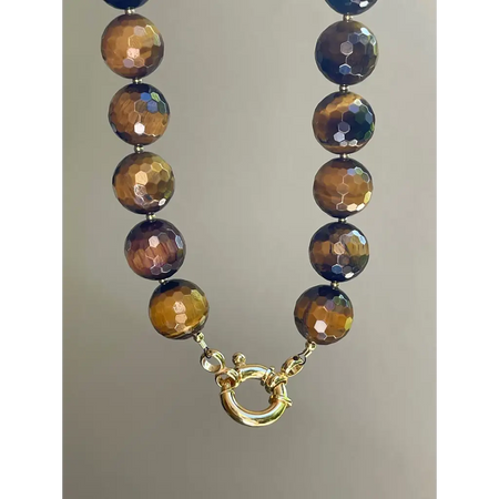 Chunky Tigers Eye Beaded necklace Statement necklace Tiger