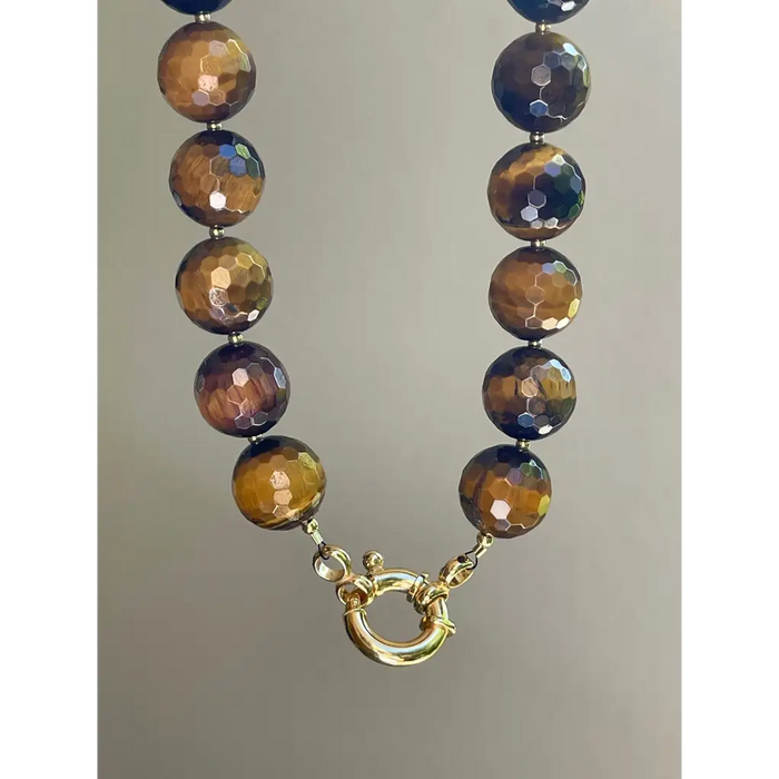 Chunky Tigers Eye Beaded necklace Statement necklace Tiger