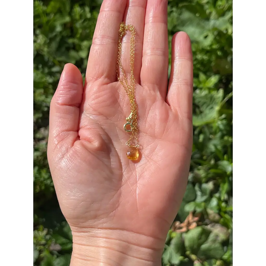 Citrine necklace november birthstone gold plated silver