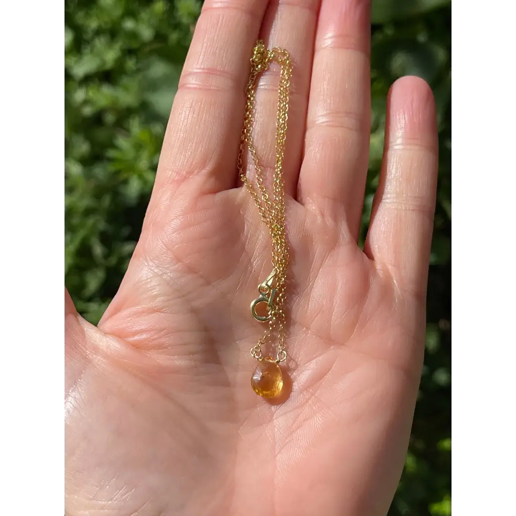 Citrine necklace november birthstone gold plated silver