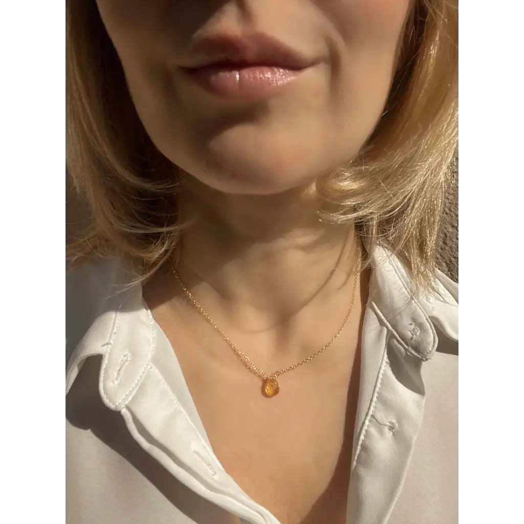Citrine necklace november birthstone gold plated silver