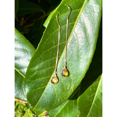 Citrine threader drop earrings minimalist gemstone earrings