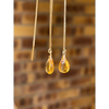 Citrine threader drop earrings minimalist gemstone earrings