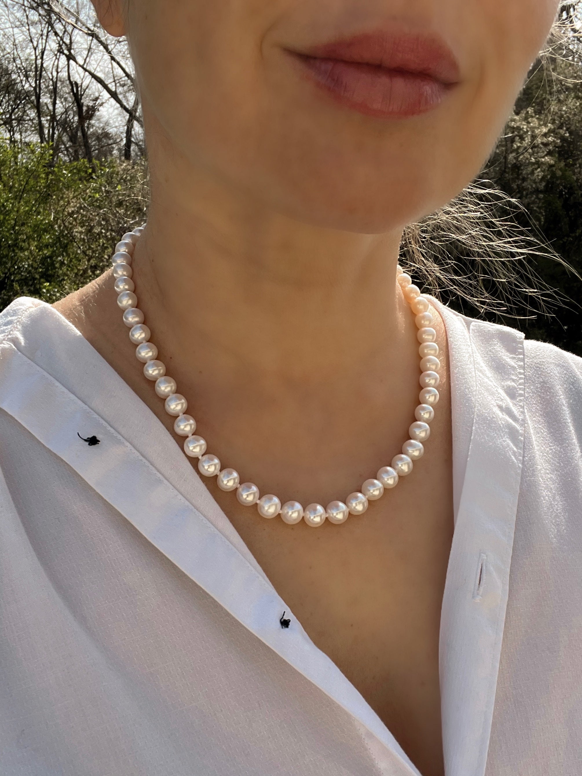 Classic White Pearl Necklace Diana Beaded Necklaces