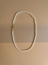 Classic White Pearl Necklace With Garnet Clasp Beaded