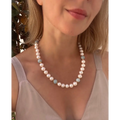 Classic white pearls and Brazilian Aquamarine necklace gift