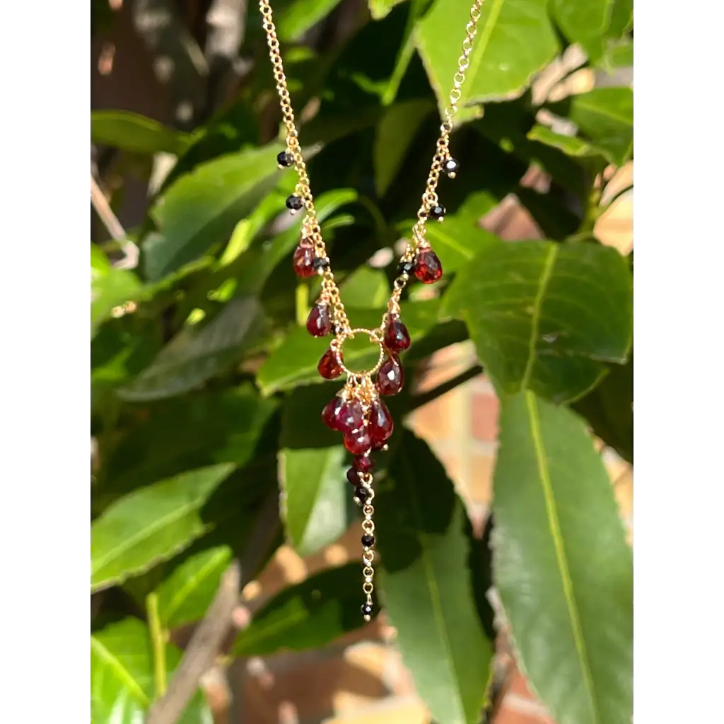Dangle Earrings Rosa Negra black spinel and garnet earrings
