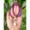 Dark purple amethyst and baroque pearl beaded necklace