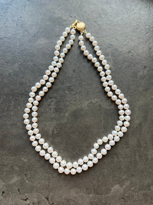 Double Strand Pearl Necklace Eleganza Beaded Necklaces