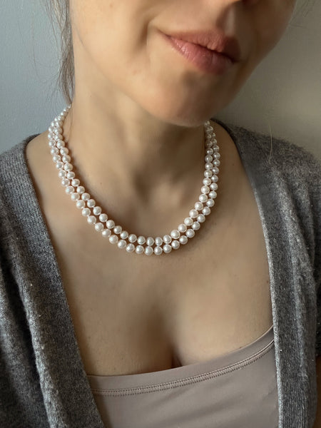 Double Strand Pearl Necklace Eleganza Beaded Necklaces