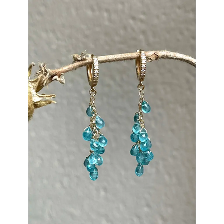 Drop Earrings Glaciar apatite cluster earrings wire wrapped