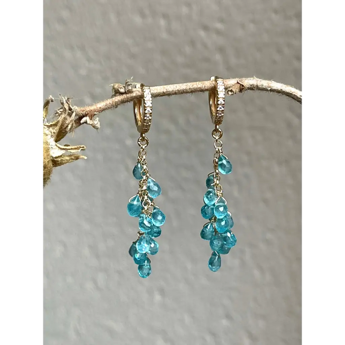 Drop Earrings Glaciar apatite cluster earrings wire wrapped