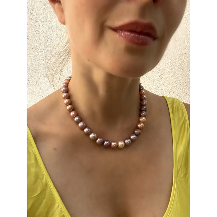 Earth tone pearl necklace fresh water Edison pearl necklace