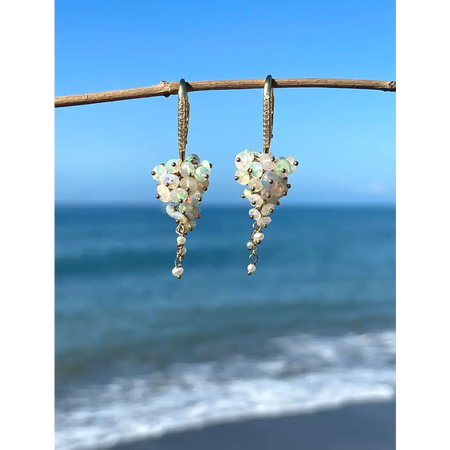 Ethiopian opal cluster earrings Welo opal cascade earrings