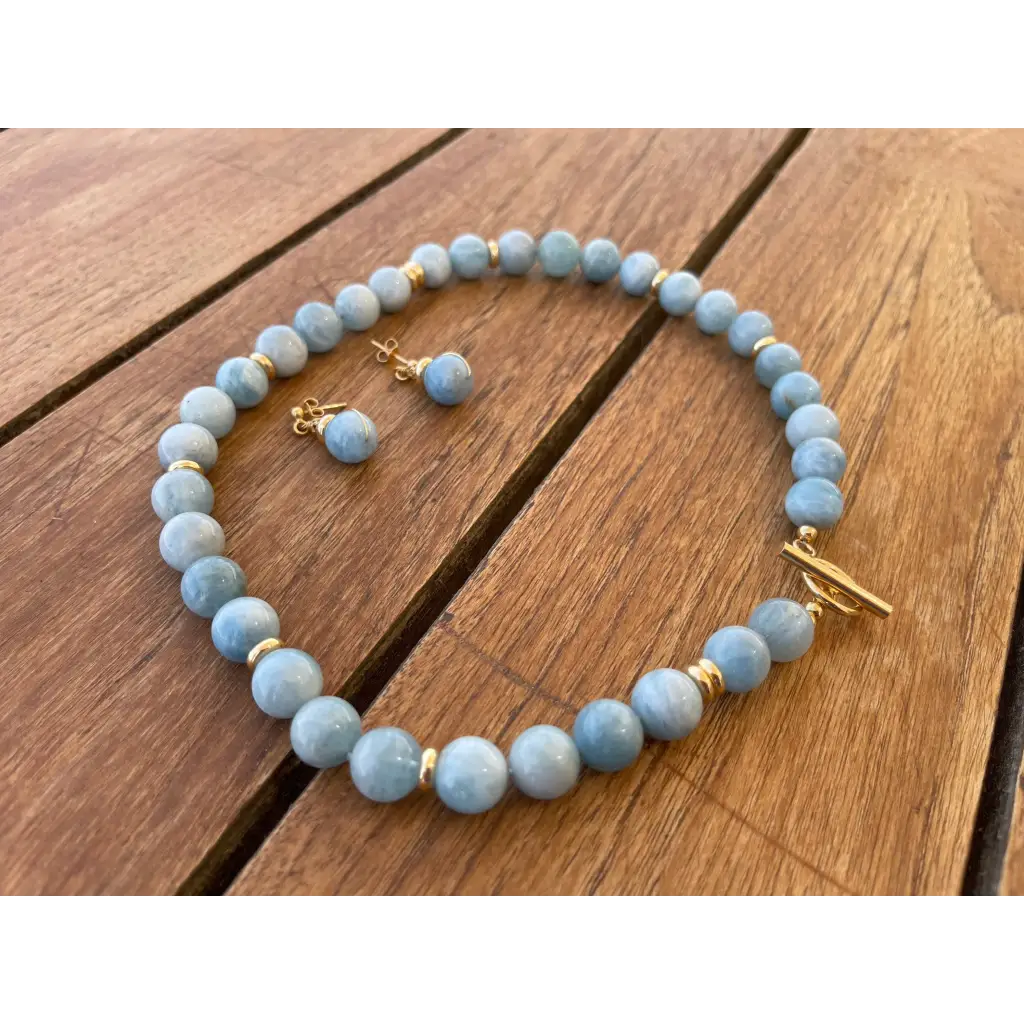 Genuine aquamarine beaded necklace top quality aquamarine