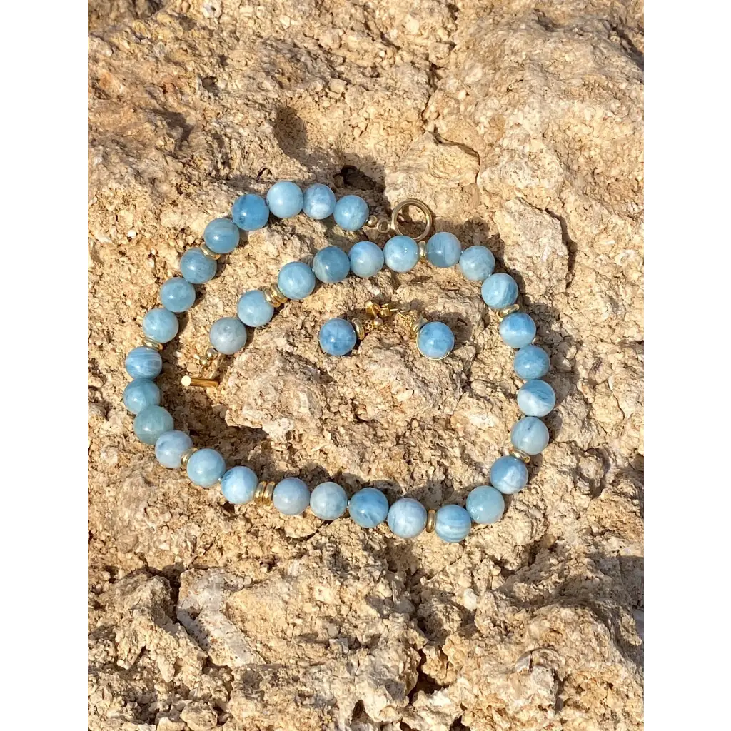 Genuine aquamarine beaded necklace top quality aquamarine