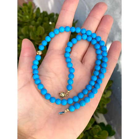 Genuine Egyptian turquoise and solid 18k gold beaded