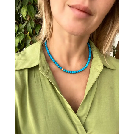 Genuine Egyptian turquoise and solid 18k gold beaded