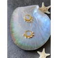 Gold plated silver hoops with dangling mini pearls