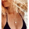 Gold vermeil paperclip chain with baroque pearl pendant