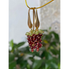 Grape earrings natural garnet and peridot cascade earrings
