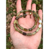 Green garnet beaded necklace statement gemstone and pearl