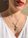 Green Onyx and Peruvian Opal Lariat Necklace Chains