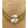 Green Peridot and Baroque Pearl Necklace Green necklace