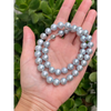Grey round pearls classic necklace with magnetic closure