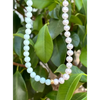 Half pearl half amazonite beaded necklace fashion asymmetric