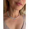 Half pearl half amazonite beaded necklace fashion asymmetric
