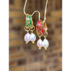 Huggie hoop earrings with pearl charm small hoop earrings