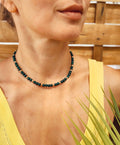 Malachite & Gold-Filled Silver Beaded Necklace
