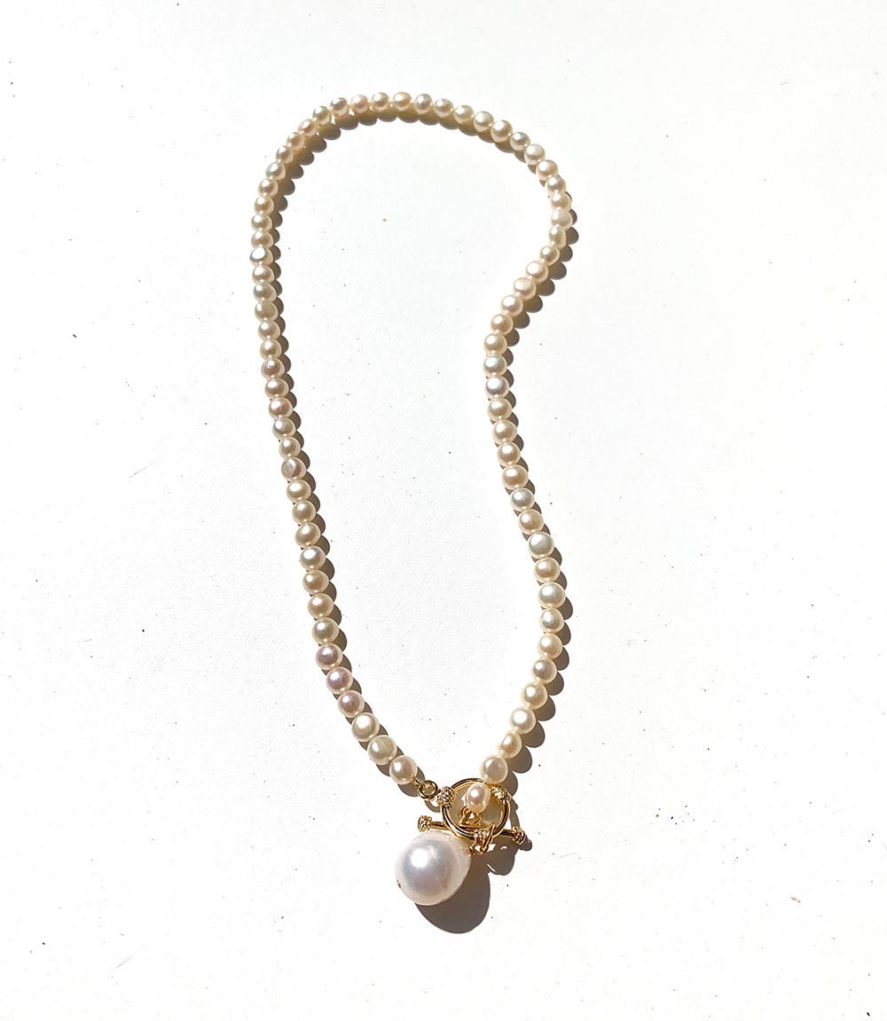 Fresh Water Pearls Necklace Big Pearl Charm Pendant, Real pearls, Genuine pearls
