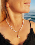 Fresh Water Pearls Necklace With Shell Pendant