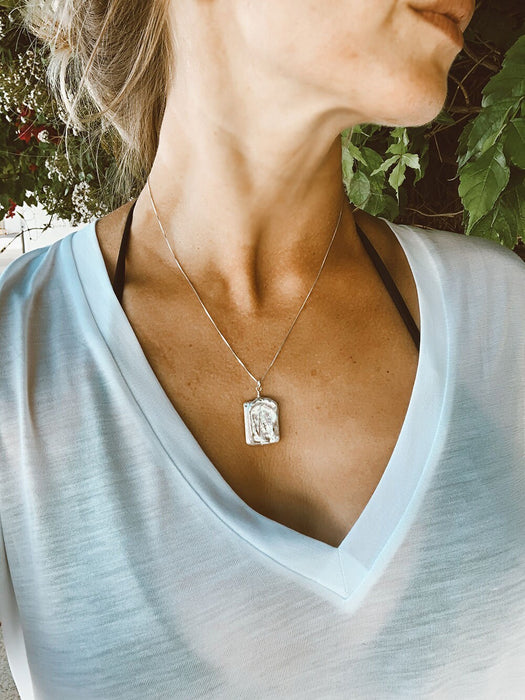 Square Baroque Pearl Pendant on Silver Chain, Genuine Pearl, Minimalist Jewelry