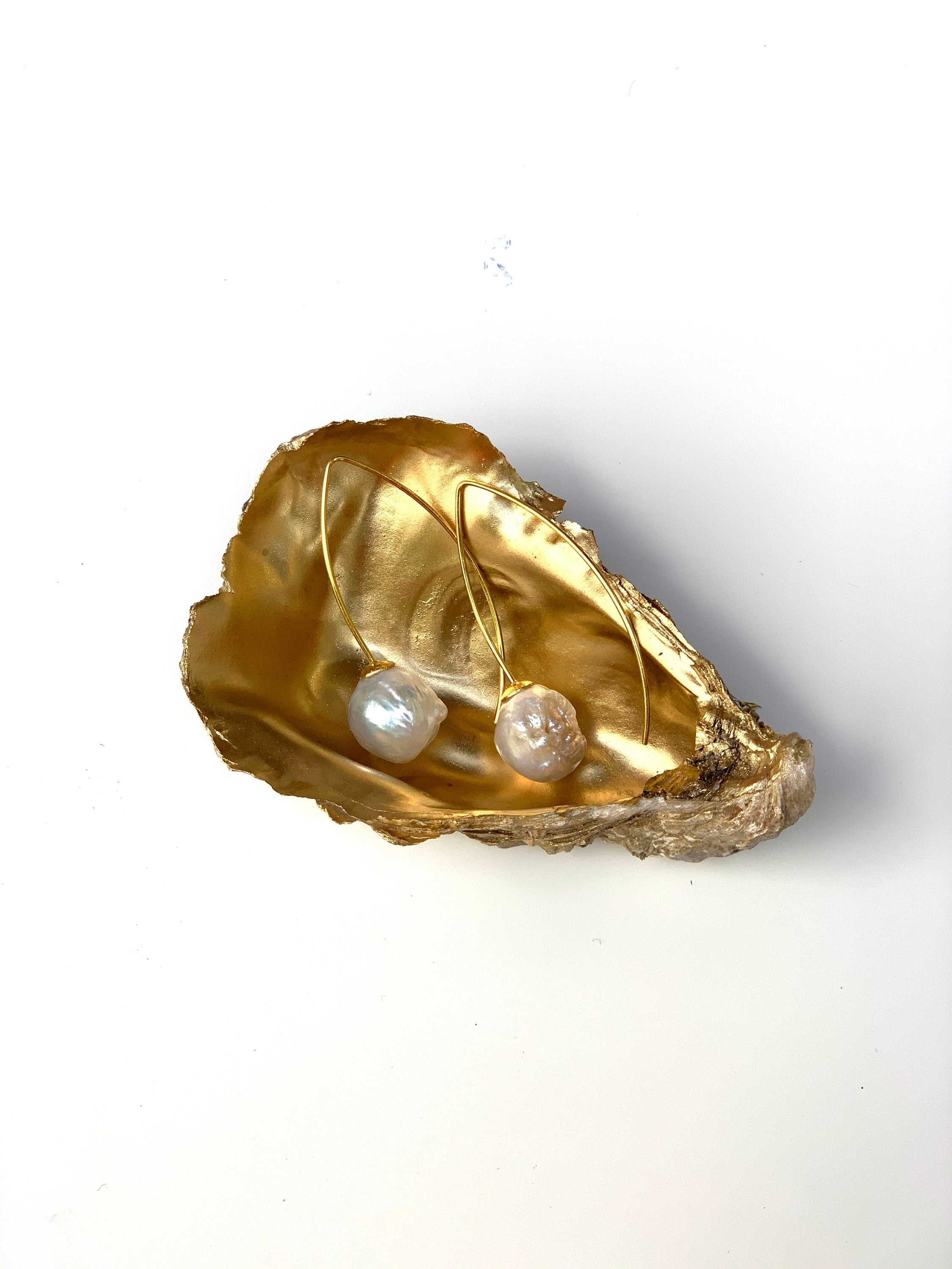Baroque pearls and gold plated silver earrings