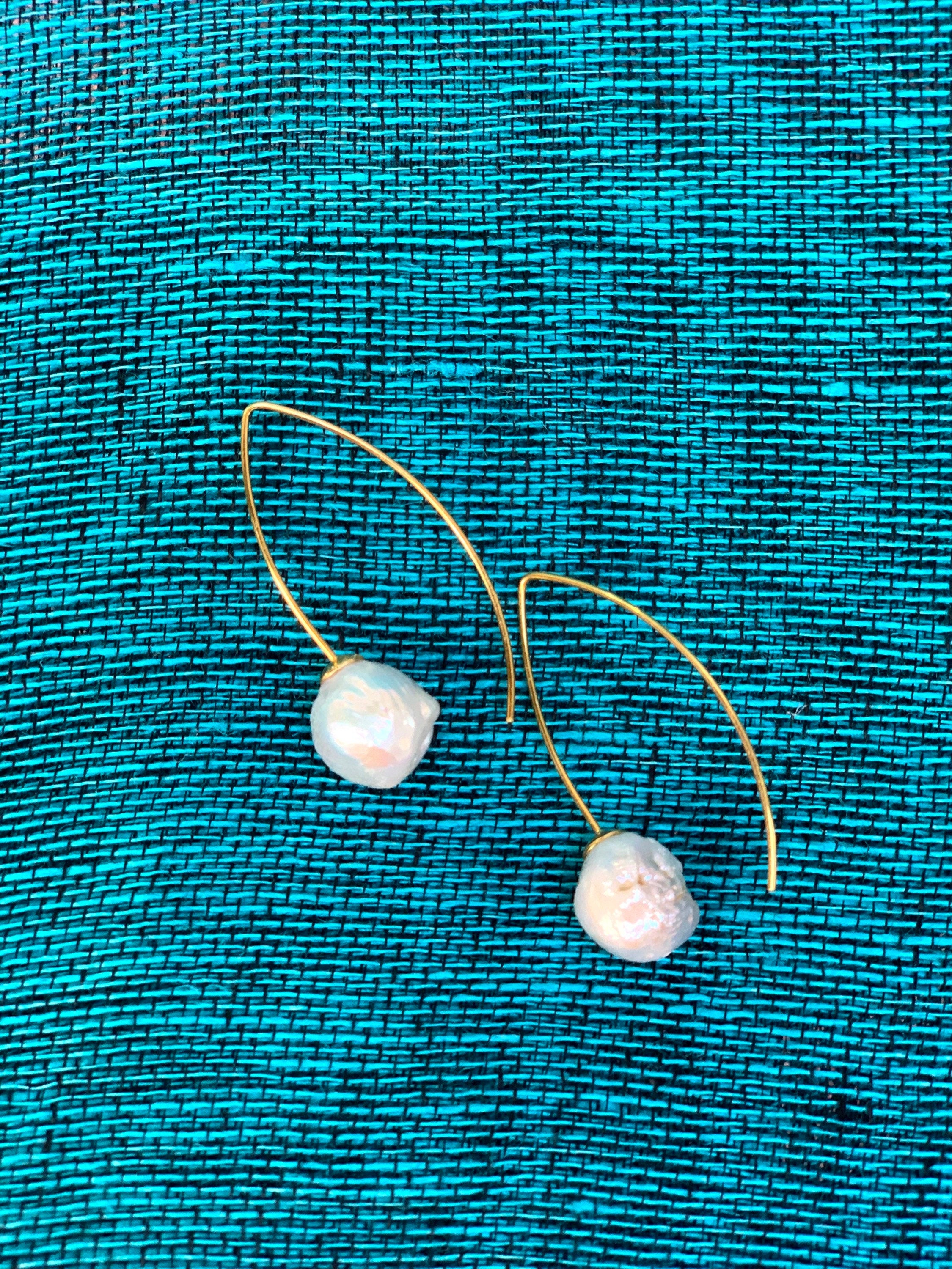 Baroque pearls and gold plated silver earrings