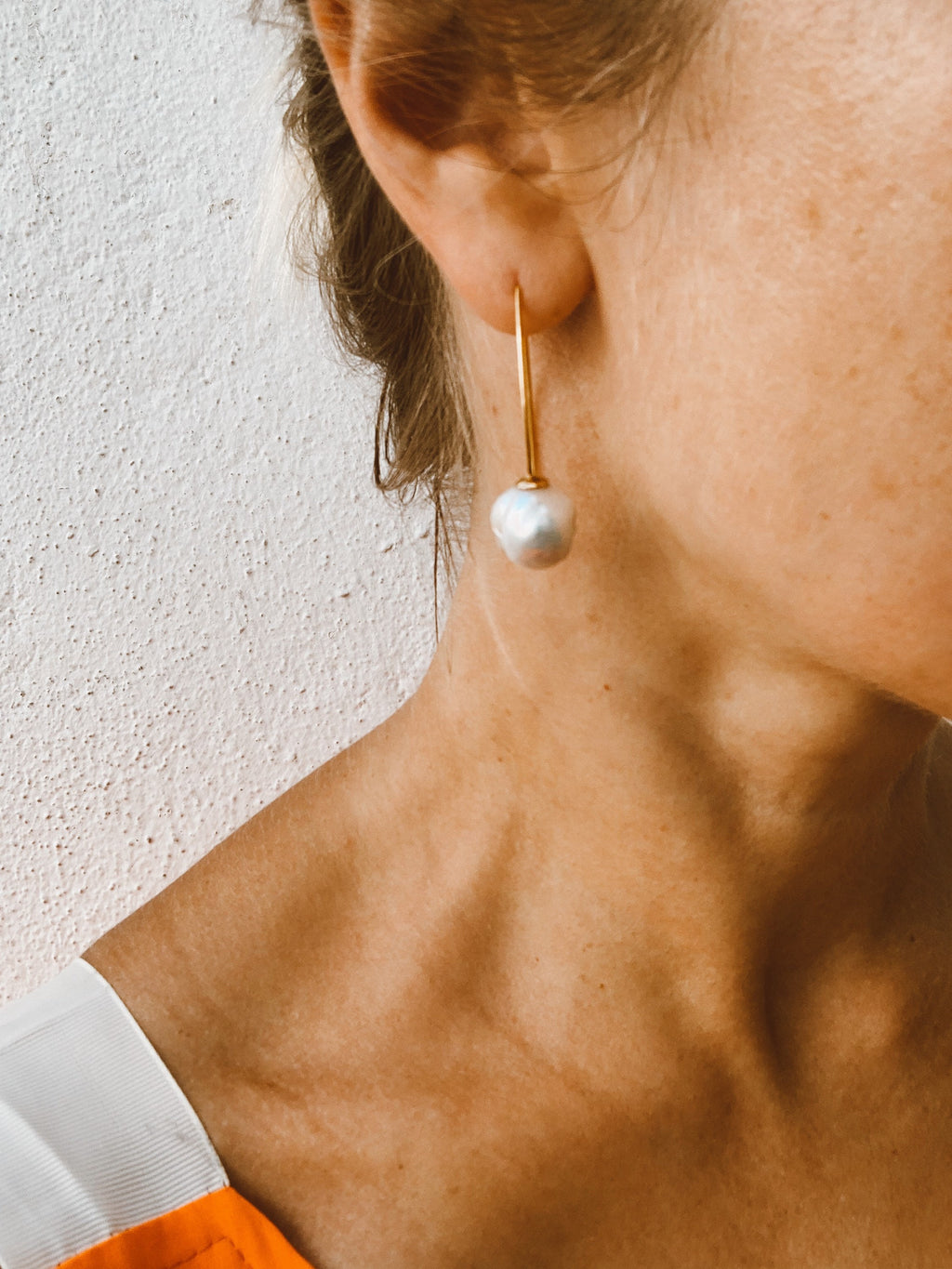 Baroque pearls and gold plated silver earrings