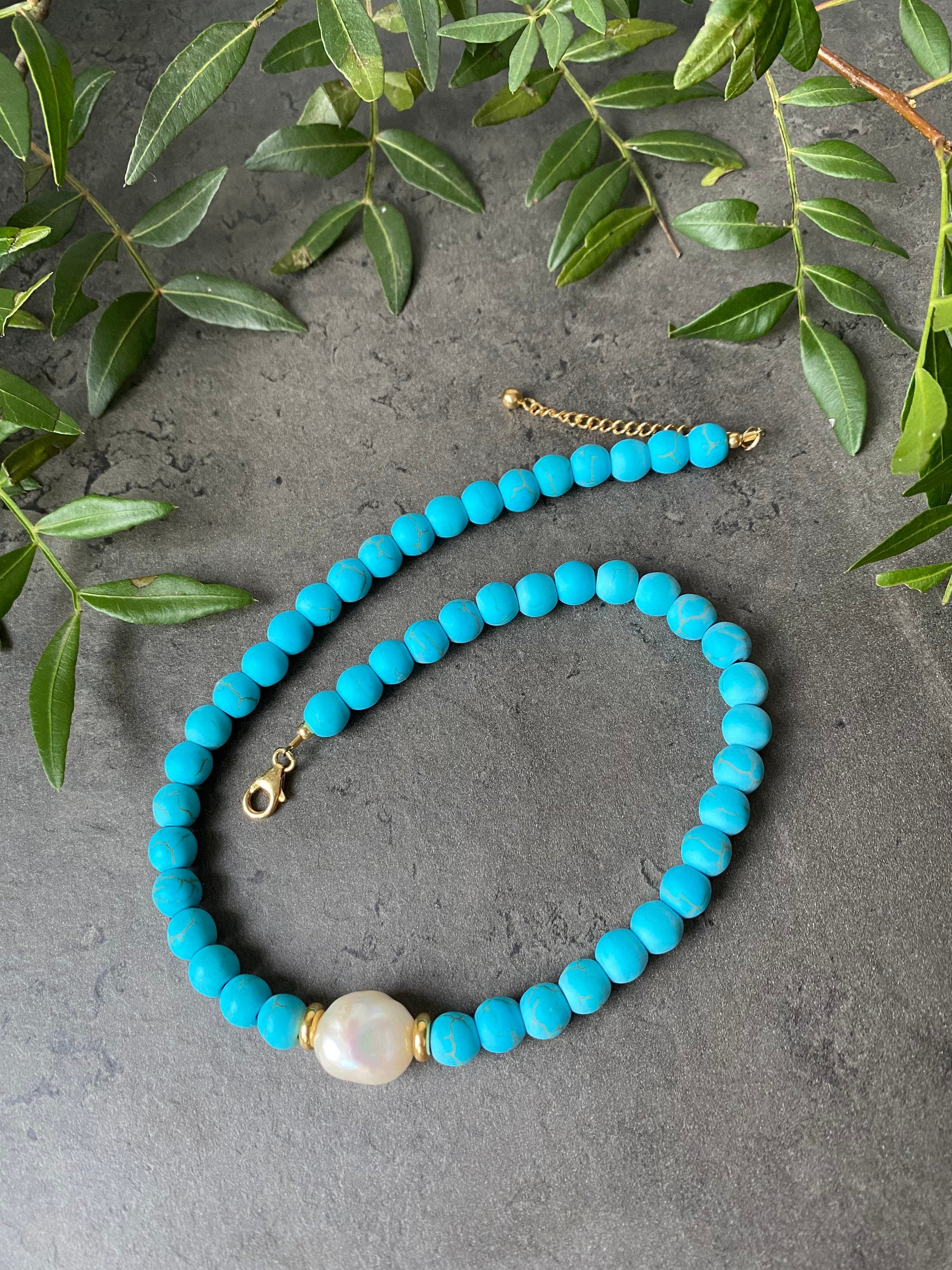 Turquoise and pearl necklace