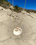 Real shell and mini pearls pendant on gold plated 925 silver chain.