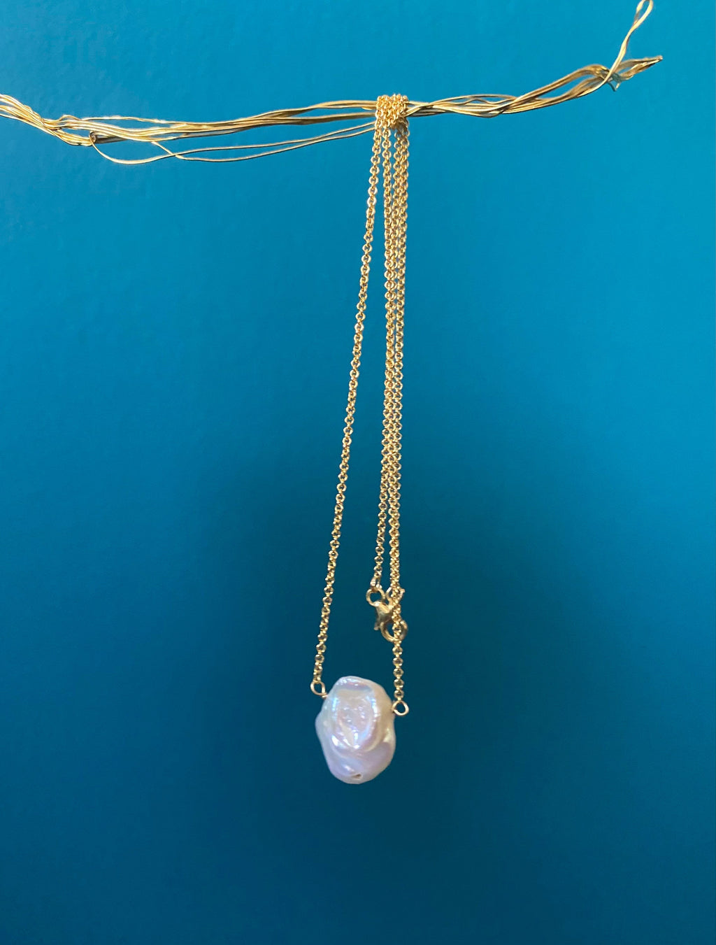 Single keshi pearl necklace, gold filled 925 silver chain, gift for her