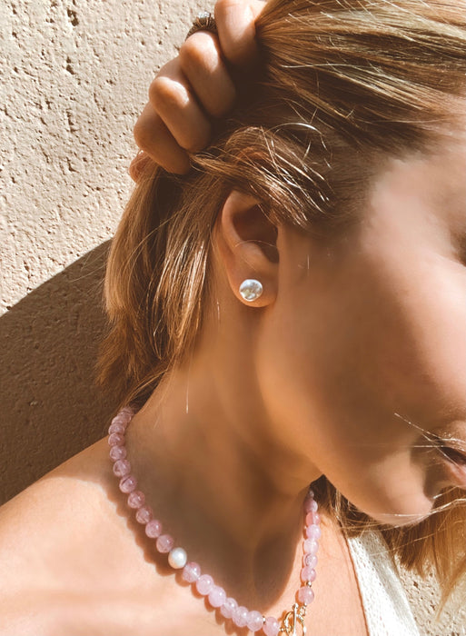 Keshi pearl stud earrings, baroque pearl studs, gold filled