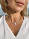Aquamarine and keshi pearl necklace
