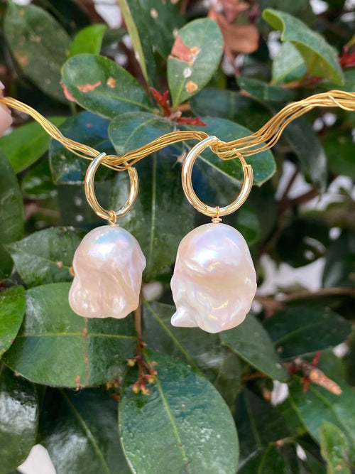 Baroque Pearl Hoops