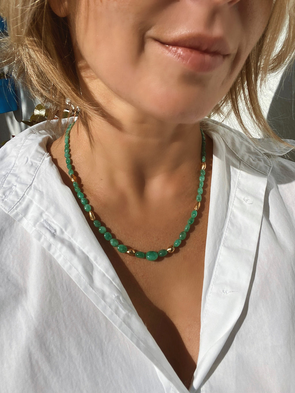 Zambian emerald nugget necklace