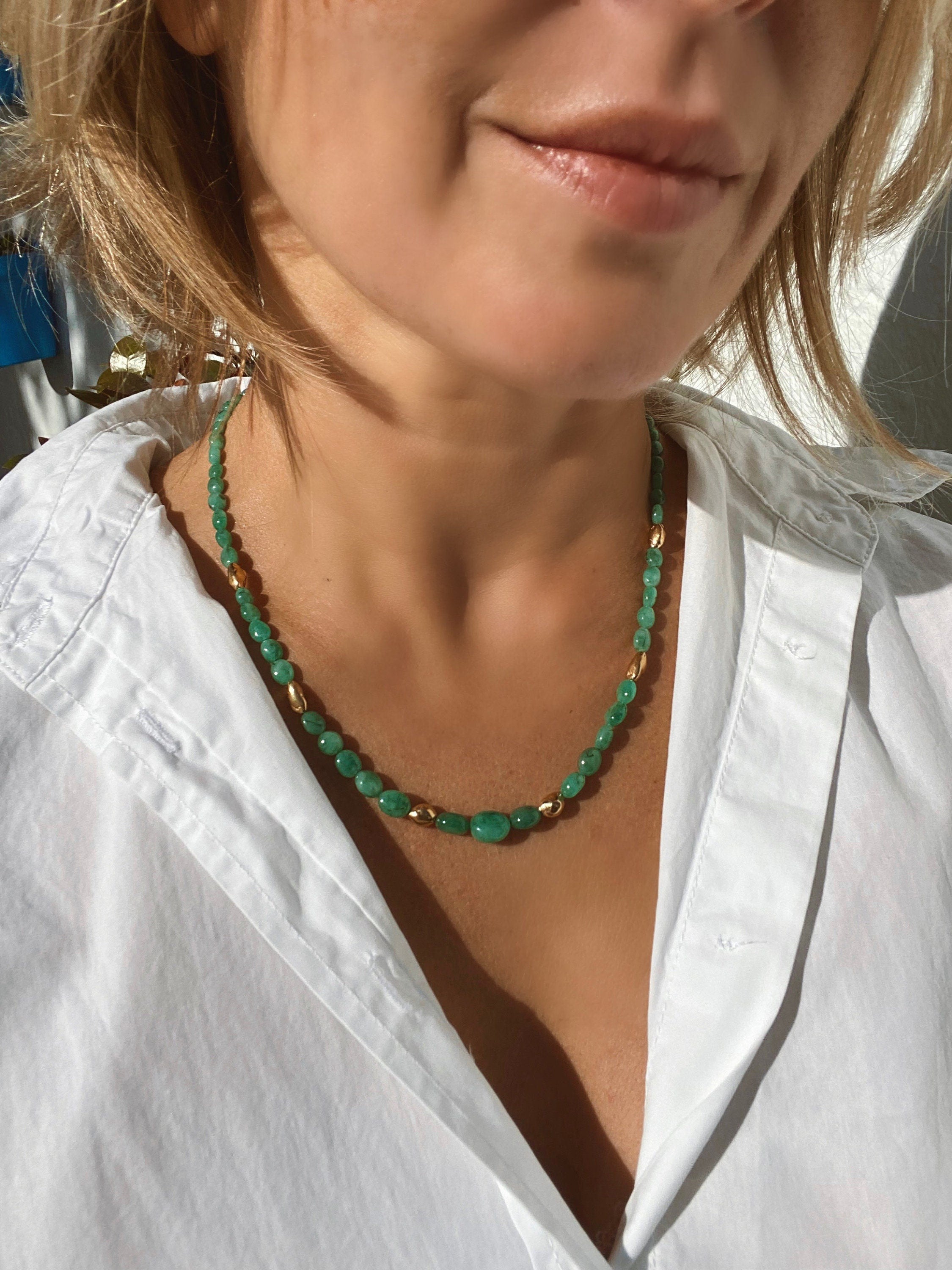 Zambian emerald nugget necklace