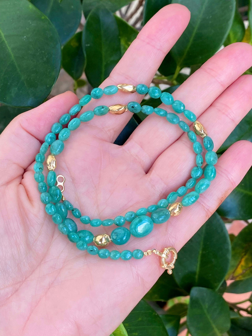 Zambian emerald nugget necklace
