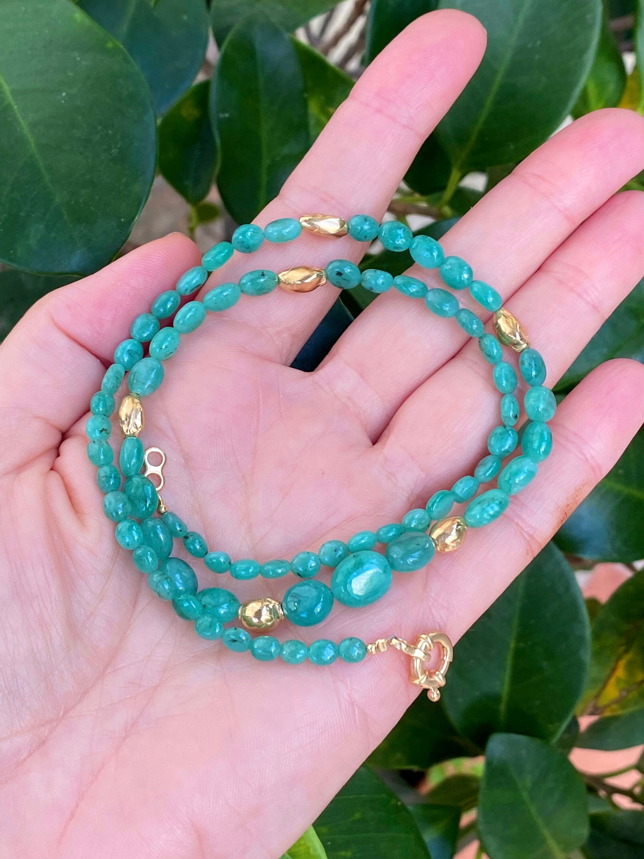 Zambian emerald nugget necklace