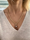Marine gold plated silver chain with Tahitian pearl pendant